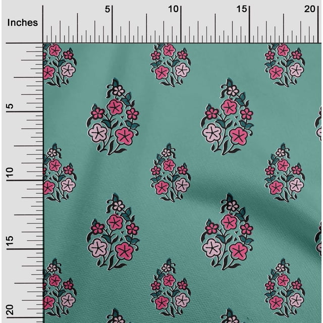 oneOone Cotton Flex Fabric Leaves & Floral Block Decor Fabric Printed BTY 40 Inch Wide