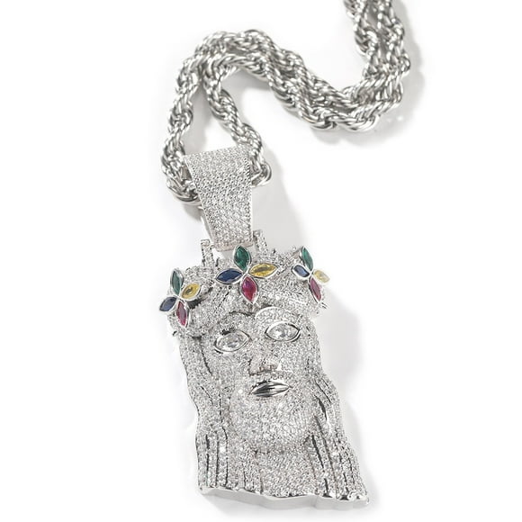 Giffor Collier Croix de Bijoux Hip-Hop pour Hommes Plaqué Or 18K Chaînes Miami Pendentif Cœur Glacé Collier Femmes Joyas