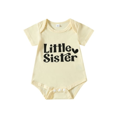 

Newborn Baby Girl Summer Rompers Letter Print Short Sleeve Bodysuits
