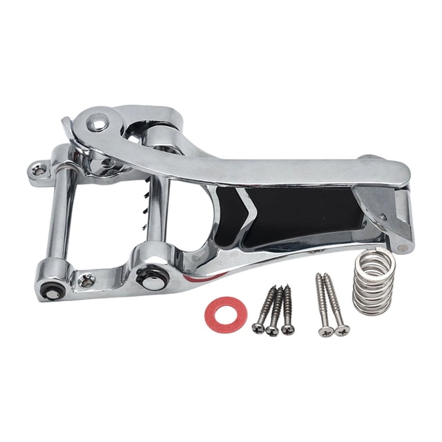 TISHITA Guitar Tremolo Vibrato Bridge Tailpiece, Archtop Big Rocking Rod Pulling String Board, Hand Crank Replacement Tremolo Unit Silver