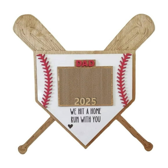 Modern Home Decor, Father's Day Baseball Themed Wood Frame: Rustic Baseball Photo Frame for Dad Husband Or Grandpa Perfect From Wife