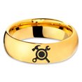 thumbnail image 2 of Tungsten Hammer Wrench Screw Crossed Band Ring 7mm Men Women Comfort Fit 18k Yellow Gold Dome Polished, 2 of 4