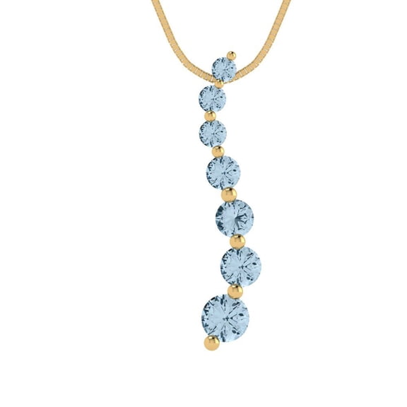 0.48 ct Brilliant Round Cut Simulated Blue Diamond 14k Yellow Gold Pendant with 16" Chain
