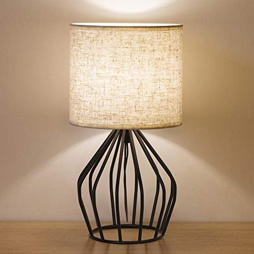 Nevelig rundvlees toxiciteit HAITRAL Black Modern Table Lamp - Minimalist Small Bedside Lamp with  Hollowed Out Base Linen Fabric Shade, Vintage Nightstand Lamp for Bedroom  Living Room Side Table Desk Kids Room - Walmart.com