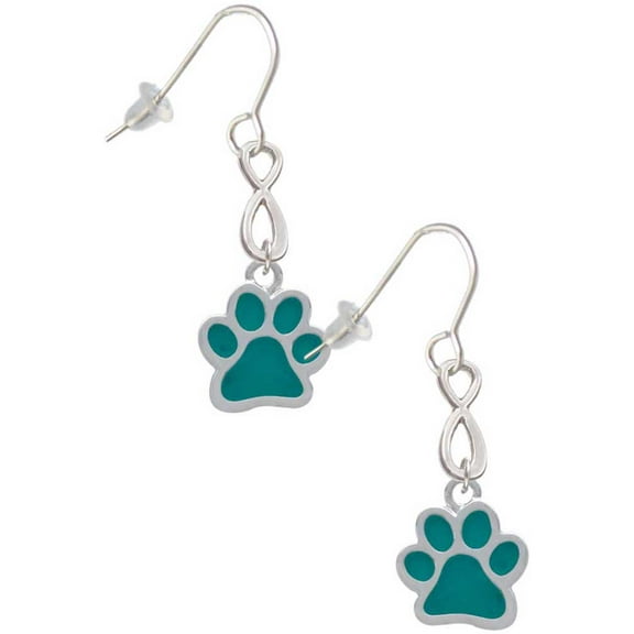 Delight Jewelry Silvertone Medium Translucent Teal Paw Silver tone Infinity French Earrings