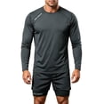 thumbnail image 3 of PNTUTB Sports Set for Men Athletic Wear Set Round-Neck Long-Sleeve Quick-Dry T-Shirt and Double-Layer Shorts High-Stretch Set for Running Training, 3 of 7