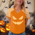 thumbnail image 2 of Halloween T Shirt Women Funny Pumpkin Face Printed Cute Tee Short Sleeve Casual Funny Halloween Party Tops, 2 of 7