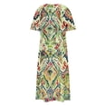 thumbnail image 3 of Nuoqisi Womens Summer Floral Maxi Dress Casual Boho V Neck Ruffle Short Sleeve Beach Long Dresses, 3 of 5