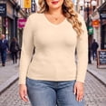 thumbnail image 4 of Posijego Women's Plus Size Tops Long Sleeve Shirts V Neck Causal Top Basic Tee Shirts Undershirt Pajamas Top, 4 of 7