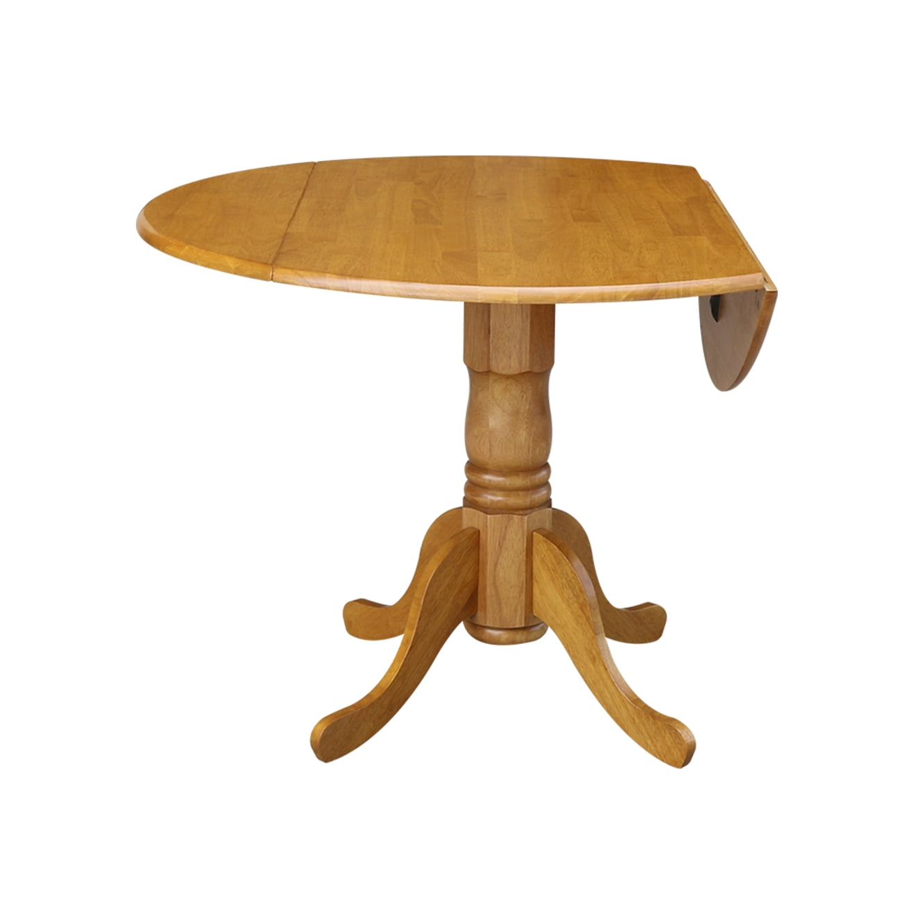 International Concepts 42 Round Dual Drop Leaf Pedestal Table Oak International Concepts 42 Round Dual Drop Leaf Pedestal Table Oak Com