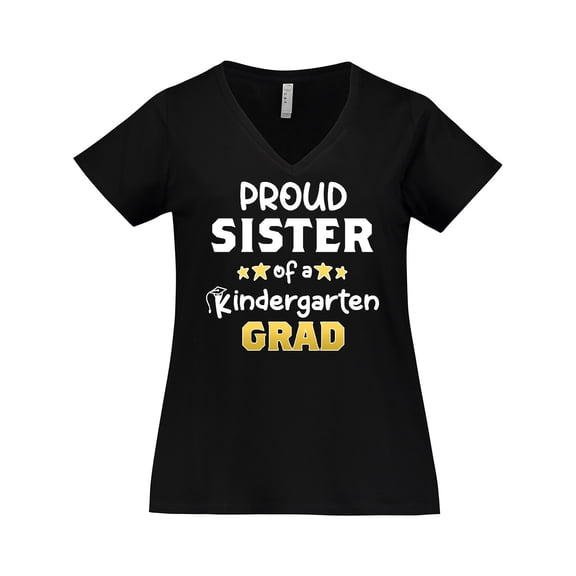 Inktastic Proud Sister of a Kindergarten Grad Women's Plus Size V-Neck T-Shirt