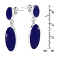 thumbnail image 5 of Classy Double Oval Blue Lapis Inlay Sterling Silver Drop Post Earrings, 5 of 5