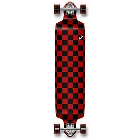 Professional Longboard - Yocaher Checker graphic Professional Speed Drop Down Stained Complete Longboard (Checker Red)