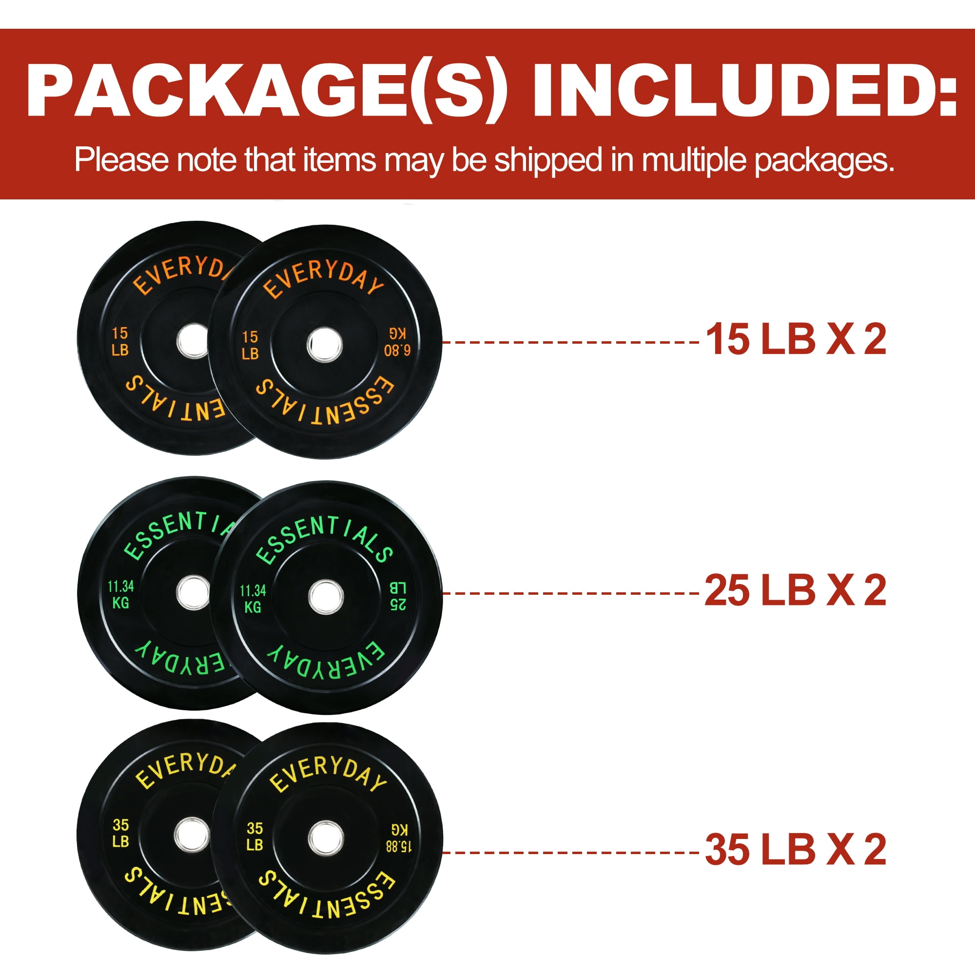 FlexWave 2-Inch Olympic Bumper Weight Plate Set，with Steel Hub, Black, Multiple Sizes，for Strength Training & Home Gym
