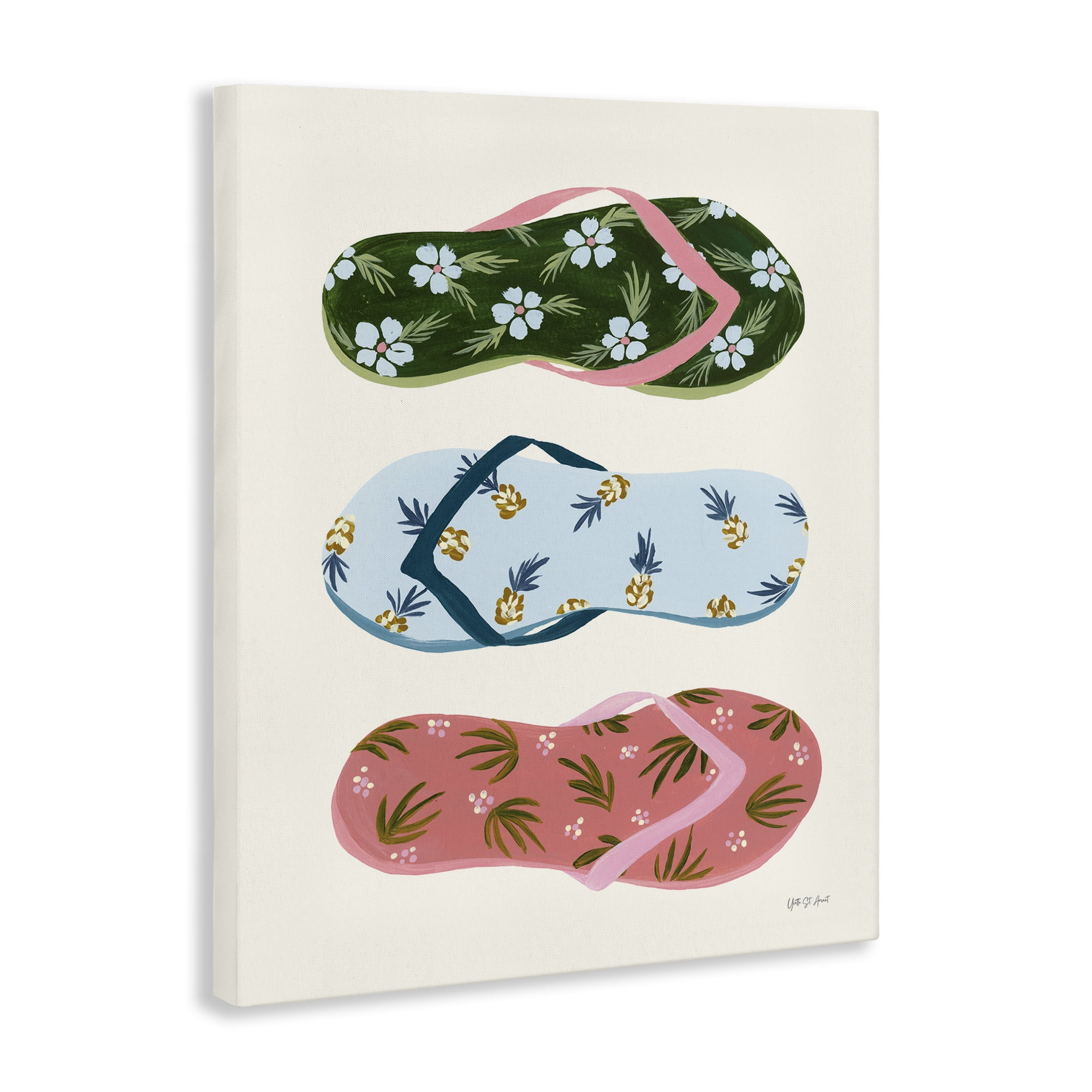 Stupell Industries Tropical Flip Flops Nautical & Beach Painting Wrapped Canvas Art Print Wall Art, 16 x 20