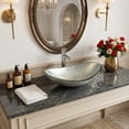 thumbnail image 3 of 21" x 13" Tempered Green Basin Oval Above Counter Vessel Bathroom Sink/Lavatory Vanity Bowl Basin, 3 of 10