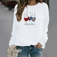 thumbnail image 4 of Women's American Flag Patriotic Sweatshirt | 4th of July Long Sleeve Crewneck | USA Star Stripes Graphic Pullover Top, 4 of 5