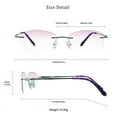 thumbnail image 3 of VisionGlobal Pure Titanium Frame for men/women Blue Light Blocking,Hand-set Diamond Fashion Glasses (Purple Pink, +1.50 Magnification), 3 of 5