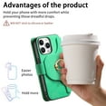 thumbnail image 4 of 2 in 1 Wallet Case for Apple iPhone 13 Pro, Detachable Magnetic Back Cover Cards Slots Zipper Pocket Ring Holder Magnetic Closure Protective Drop Proof Case Cover for iPhone 13 Pro, Green, 4 of 11