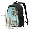 thumbnail image 5 of Honeii Vintage Surf Van Beach for Travel Laptop Backpack, Business Laptops Backpack with USB Charging Port, College High School Computer Bag for Men Women, 5 of 7