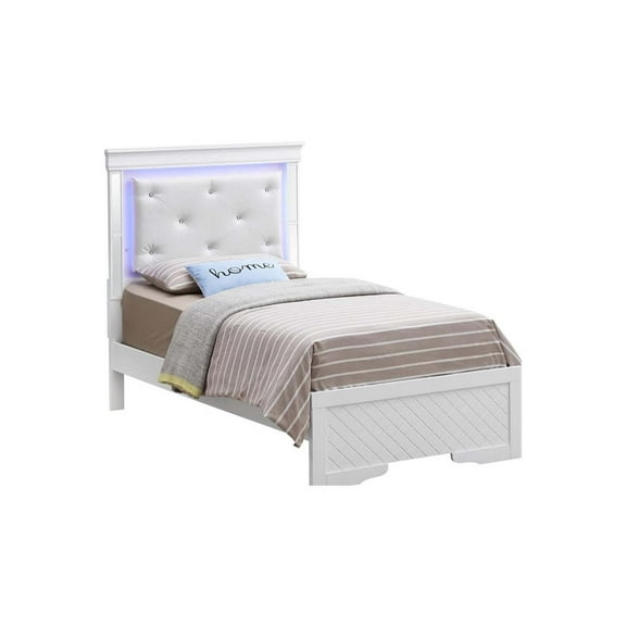 Glory Furniture Verona Wood Twin Size Bed White Pearlescent