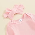 thumbnail image 4 of YDFCWXW Baby Girl Clothes Spring Solid Color Long Sleeve Ribbed Bodysuit Romper Pants Set (Pink, 6-12 Months), 4 of 9