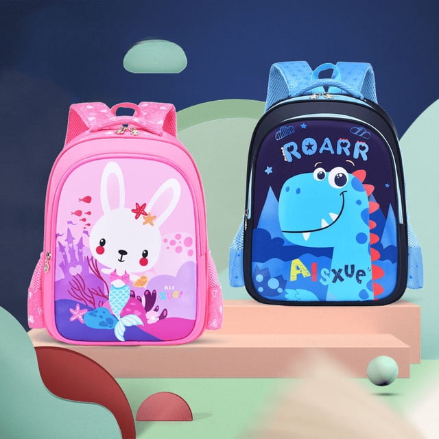 Mochila para niños Grado 1-3 Niños y niñas Dibujos animados Linda reducción de carga Protección ligera de la columna Mochila para estudiantes de escuela primaria
