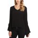 thumbnail image 1 of 1.STATE Blusa sin mangas con mangas en cascada para mujer, negro, mediano, 1 of 1