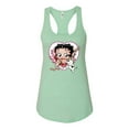 thumbnail image 2 of Wild Bobby, Betty Boop Heart Blowing Kiss Dog Betty Boop Ladies Racerback Tank Top, Mint, Small, 2 of 5