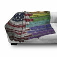 thumbnail image 3 of Pride Soft Flannel Fleece Throw Blanket, Grunge Dark Brick Wall Background American and Rainbow Flag Painted Together, Cozy Plush for Indoor and Outdoor Use, 60" x 80", Multicolor, by Ambesonne, 3 of 6