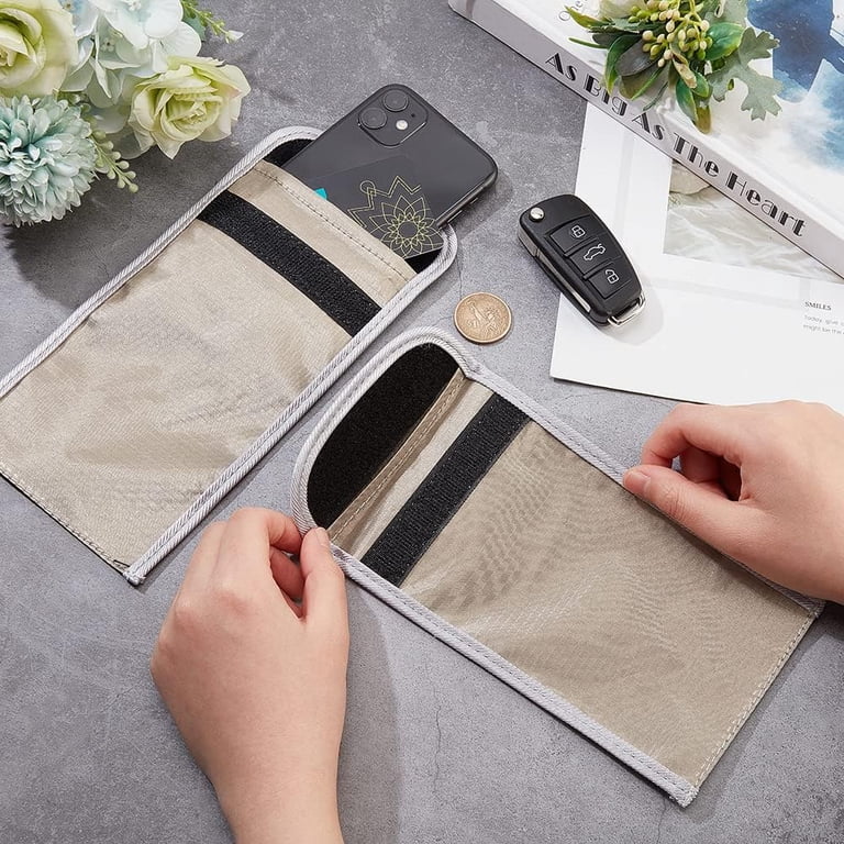 2pcs EMF Blocking Phone Sleeves - Anti Radiation Signal Blocking Pouch 4x8 Inch Blue With Drawstring