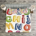 thumbnail image 3 of Ambesonne Science Quilted Bedspread Set 3 Pcs, 3D Letters ABC, Queen Size, Multicolor, 3 of 3