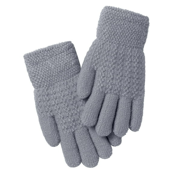 AWZXDE Kids Gloves Winter Double Layer Thickened Thermal Mittens For Boys And Girls Cold Weather Outdoor Play Unisex 5-10 Years Grey,5-10 Years
