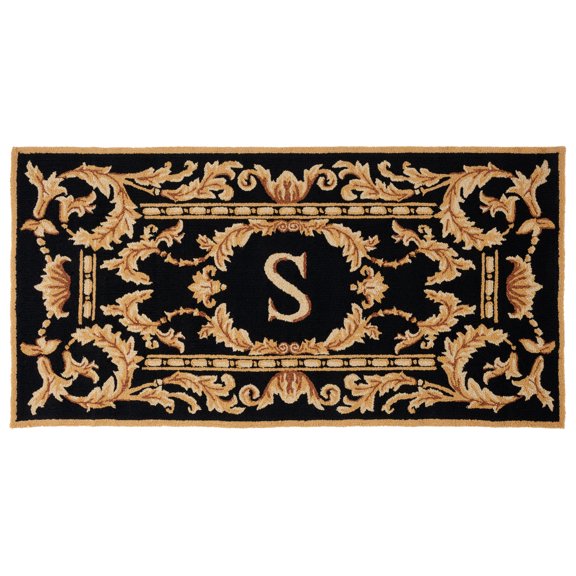 SAFAVIEH Monogram Jaslyn Medallion Indoor/Outdoor Area Rug, Black, 3' x 6'