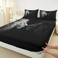 thumbnail image 3 of Feelyou Black White Lion Queen Sheet Sets for Adult, Valentines Day Flat Sheet, Couple Animal Theme Queen Fitted Sheet, Luxury Bedroom Decor, 4-Piece, 3 of 7
