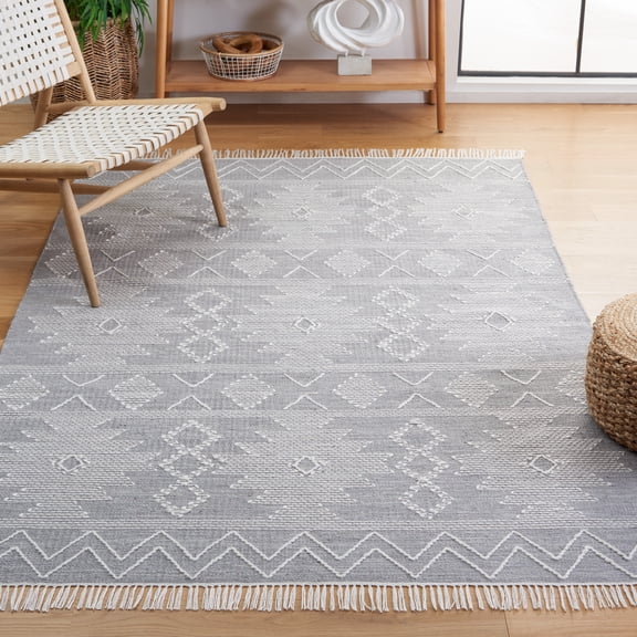 Safavieh Kilim Rishi Tribal Polyester Area Rug, Gray/Ivory, 5' x 8'