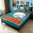 thumbnail image 2 of meiyoeat Football Letter B Zipper Comforter Set with Fitted Sheet and 2 Pillowcases for Kids Boys, Rugby Sport Helmet Zipper Bedding Set, Teal, Reversible, 3 Pieces, 2 of 6