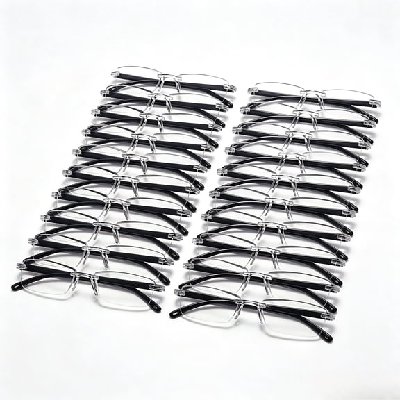 Zinqora 20 pairs Rimless Reading Glasses, Ultra Light Half Frame Readers Glasses for Men Women, Multi-Pack Fashion Eyeglasses for Daily Use