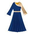 thumbnail image 5 of inlzdz Metallic Praise Dance Dress for Girls Long Sleeve Ltiurgical Worship Church Robe Maxi Gown Royal Blue 10, 5 of 6