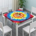 thumbnail image 3 of Tie Dye Heart Accent Mandala Pattern Square Fitted Tablecloth with Elastic Edge,Square Table Cover,Washable Elastic Table Cover for Home Kitchen Party Decor 34"x34", 3 of 6