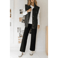 thumbnail image 2 of Olaglory Straight Leg Jeans for Women Trendy, High Waisted Elastic Waist Frayed Denim Pants, Casual Loose Stretchy Cropped Wide Leg Jeans, Black, 2 of 9