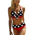 thumbnail image 3 of Hirigin Women Two Piece Bikini Sets Big Dot Print Swimwear Triangle Bathing Suit Cutout Halter Bandage Swimsuit, 3 of 6