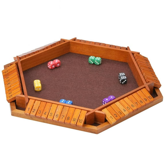 Bohorizon Shut the Box Game for 1-6 Players, Wooden Board Game with 12 Dices for Families,15x15 inch, Pack of 1
