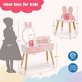 thumbnail image 2 of Resenkos Kids Vanity Table and Chair Set with Drawer Shelf and Rabbit Mirror-Pink, Kids Makeup Vanity for Girls Kids, 2 of 9