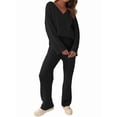 thumbnail image 2 of Women'S Lounge Sets Fall Fashion 2 Piece Outfits Sweater Pajama Set Fuzzy Loungewear Matching Winter Clothes Black M, 2 of 9