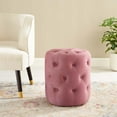 thumbnail image 1 of Modway Pouf Rond en Velours de Performance Capitonné à Boutons, Rose Poussiéreux, 1 of 7
