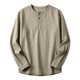 thumbnail image 2 of Ceisia Men's Cotton-Linen Henley Neck T-Shirt | Relaxed Long-Sleeve Solid Casual Top Gift, 2 of 5