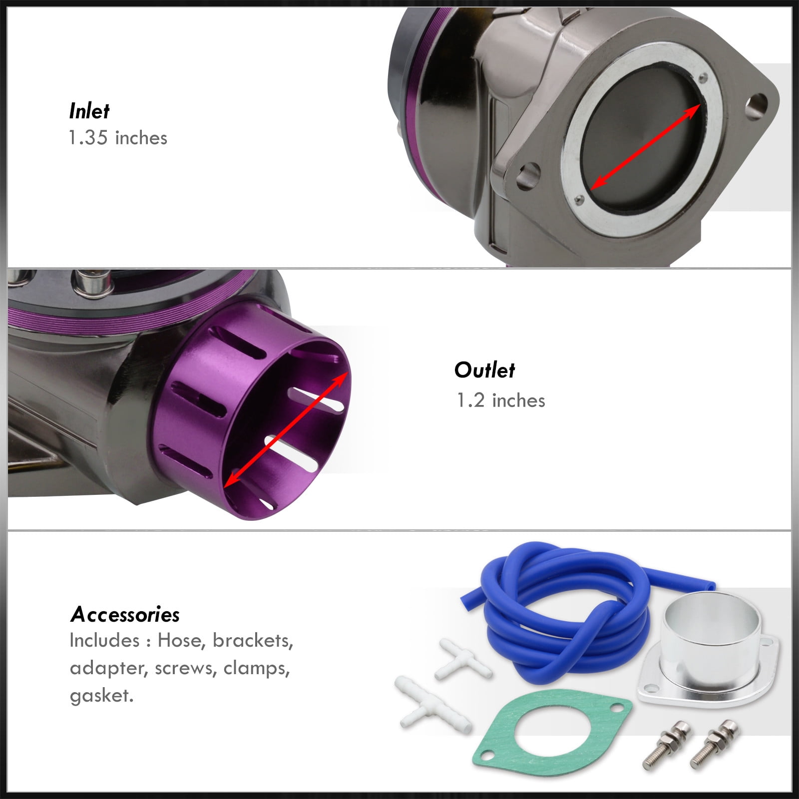 AJP Distributors Performance Upgrade Racing JDM Universal Purple Lip Aluminum Billet Turbo Turbocharger Recirculate Air Boost Adjustable PSI Blow Off Valve BOV Type-FV