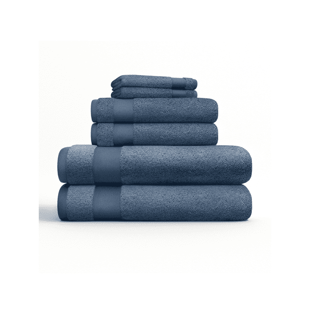 Paquete de 6 Toallas de Baño Básicos en Azul Marino: Suaves y Absorbentes para un Secado Rápido de Comfort Canopy