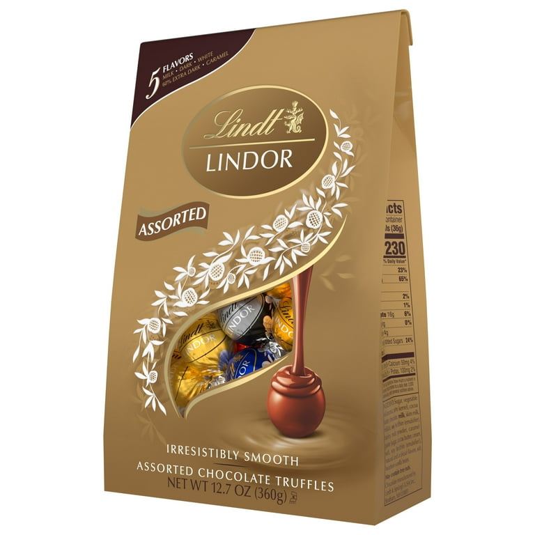 Lindt Lindor Assorted Chocolate Candy Truffles, 12.7 oz, Bag